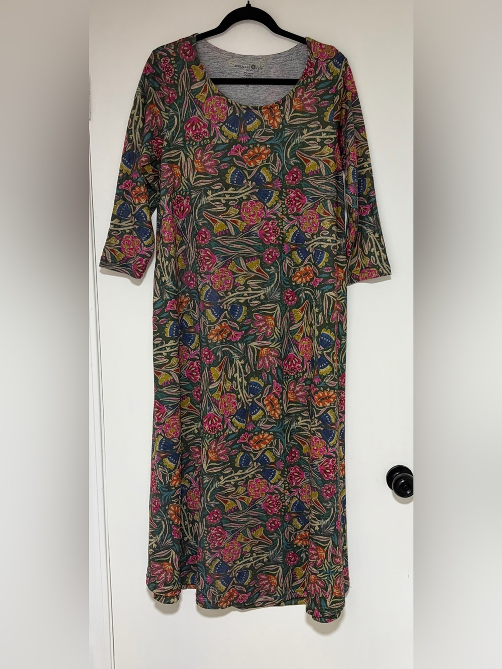 Natural Life Stella Teal Floral Print Maxi Dress Size Medium NWT - Picture 2 of 7